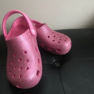 Pink sparkly crocs, slightly used. Big kids 3, would fit women’s size 5.